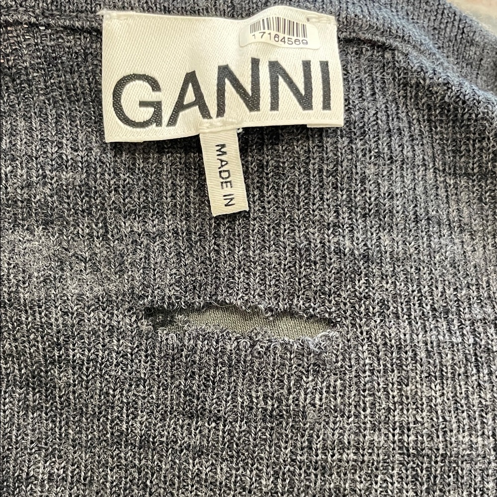 GANNI Fine Merino Jacquard Cardigan, 6 (flaw & buttons missing) - Picture 3 of 11